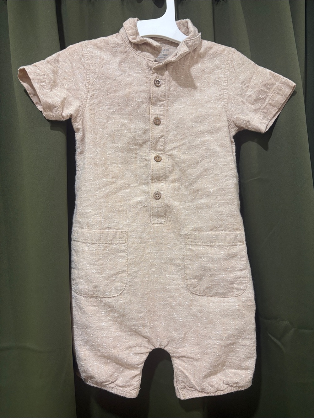 Primark Cream Short-Sleeve Romper with Front Pockets